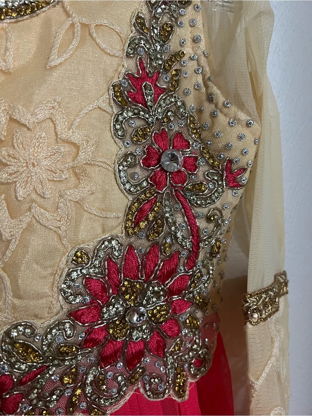 NO BRAND Anarkai Mastani Churidar Dress Suit 2 Pieces Hot Pink‎ Gold Girl's Sz M